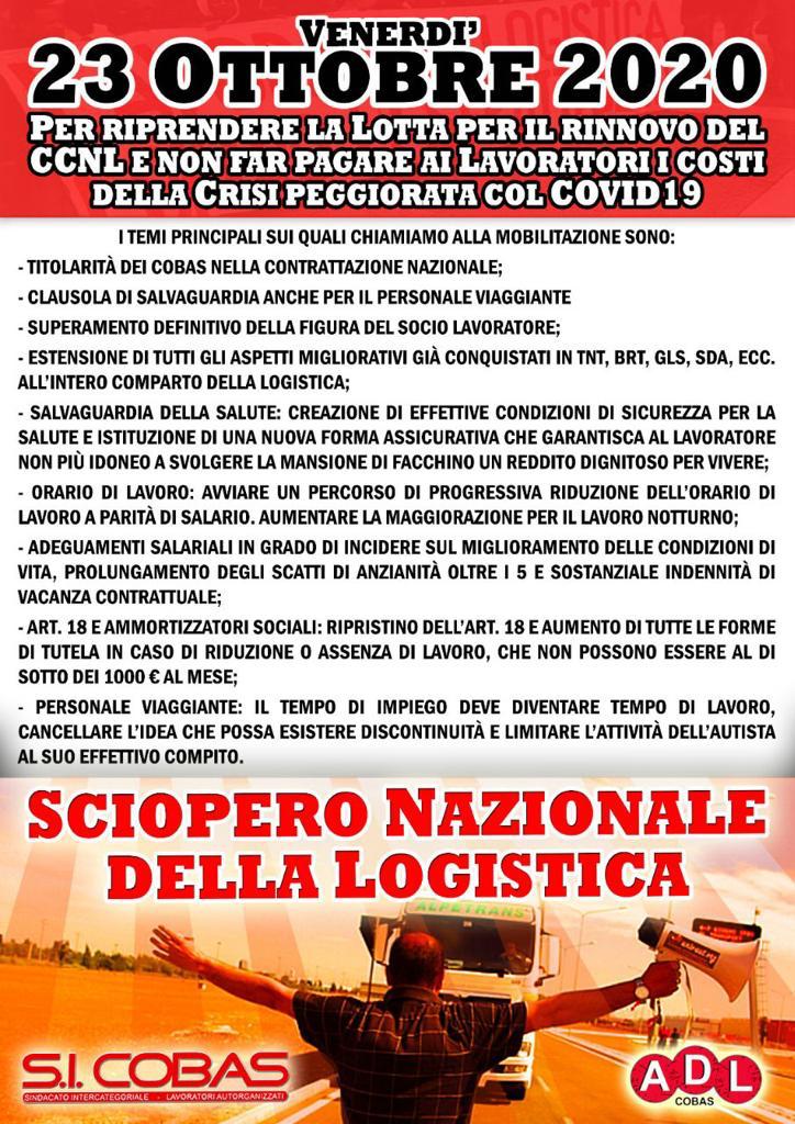 [ITALIA] Il 23/10 Sciopero Nazionale Della Logistica Il 24 ...