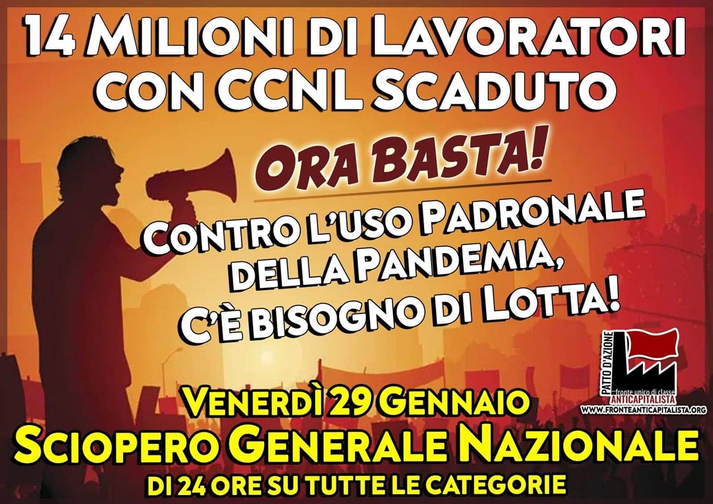 [ITALIA] Il 29 Gennaio Sciopero Generale E Manifestazioni In Tutte Le ...