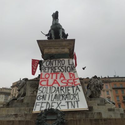 fedex repressione primo maggio milano statua striscione
