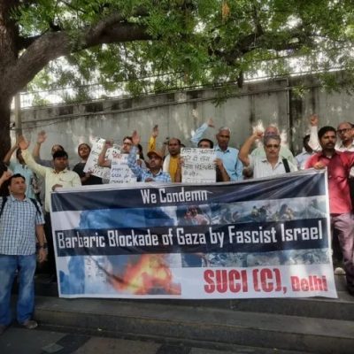 india lavoratori edili operai edilizia solidarietà guerra gaza palestina