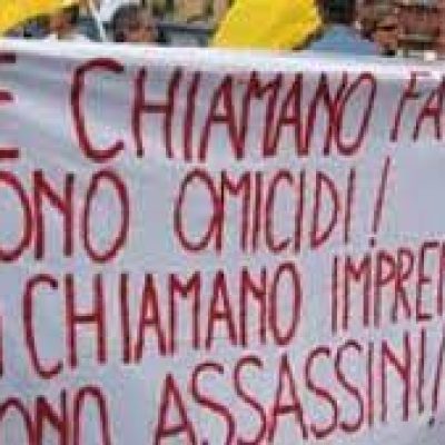 salute sicurezza morti profitto striscione 1