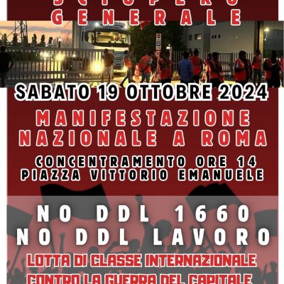 sciopero generale manifestazione nazionale roma 18 19 ottobre