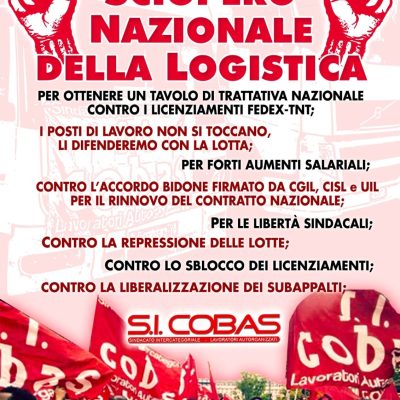 sciopero nazionale logistica 18 giugno